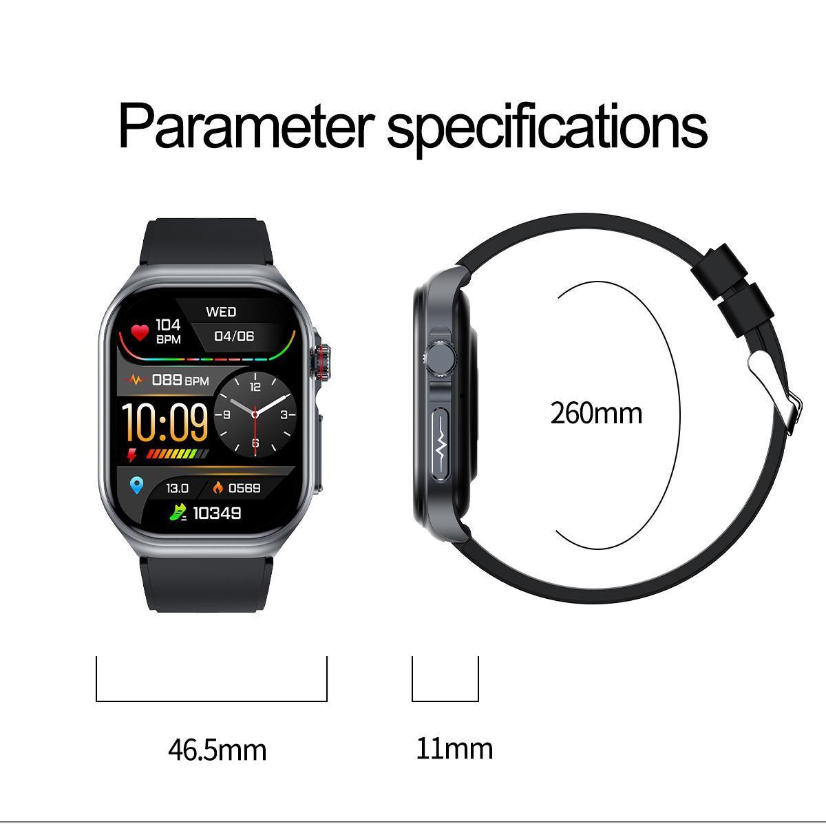 Nova Mart smart watch with 2.0 display, waterproof design, fitness tracker, and Bluetooth call features for men and women.