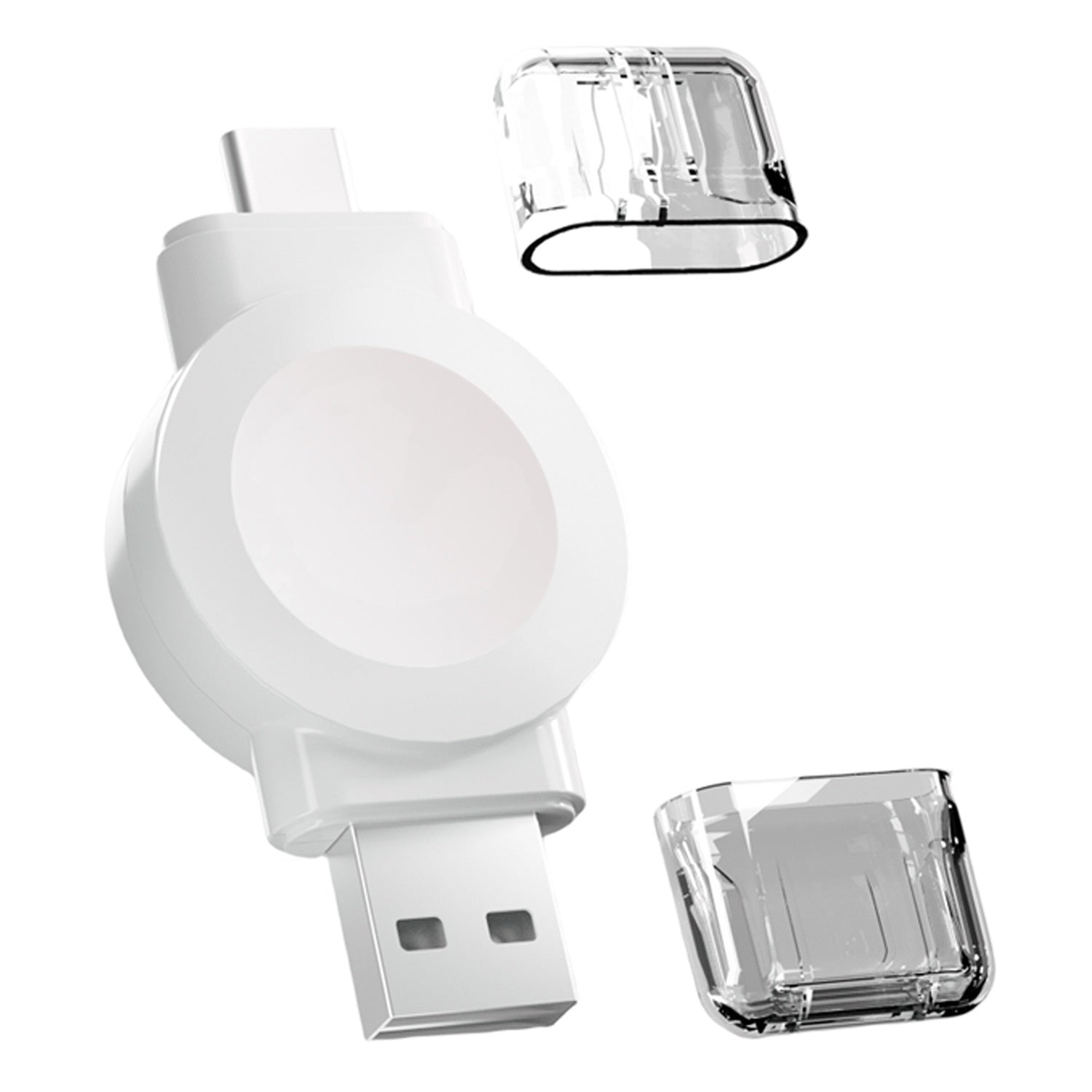 Portable wireless charger for Smart Watch, magnetic design by Nova Mart, ideal for travel and compatible with iWatch.