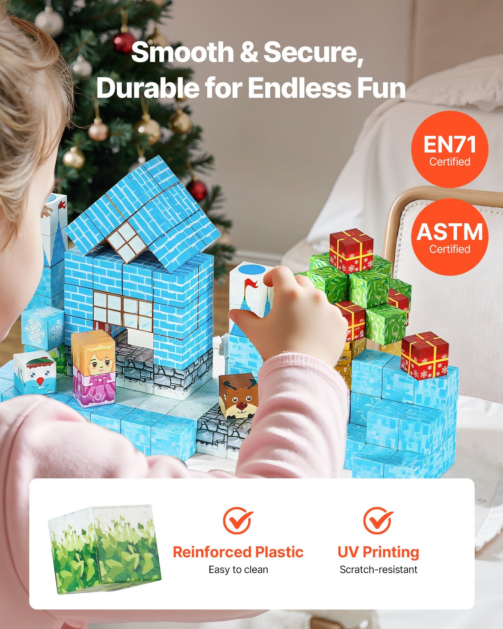 Magnetic Blocks 150-piece Glacier Castle set by Nova Mart with colorful magnetic building pieces for STEM and sensory play.