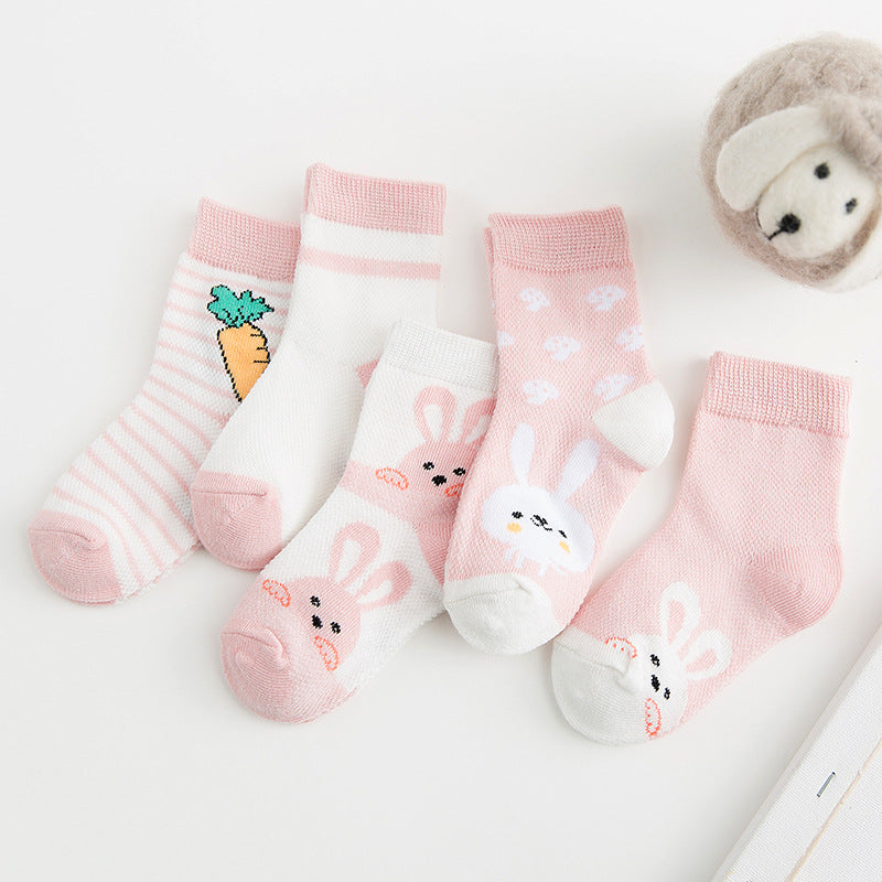 Breathable cotton baby socks for boys and girls, soft and comfortable, with colorful striped pattern from Nova Mart.
