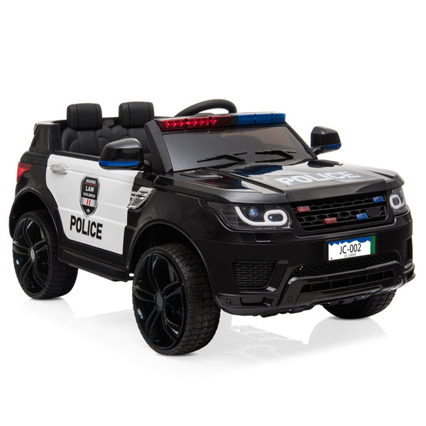 Nova Mart police car remote control vehicle with dual drive, 12V battery, microphone, and realistic police car details.