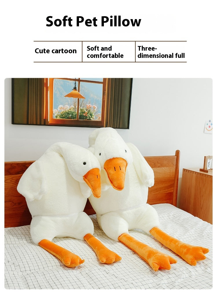 Cute white goose pillow plush toy from Nova Mart, soft and cuddly with detailed feathers and a friendly expression.