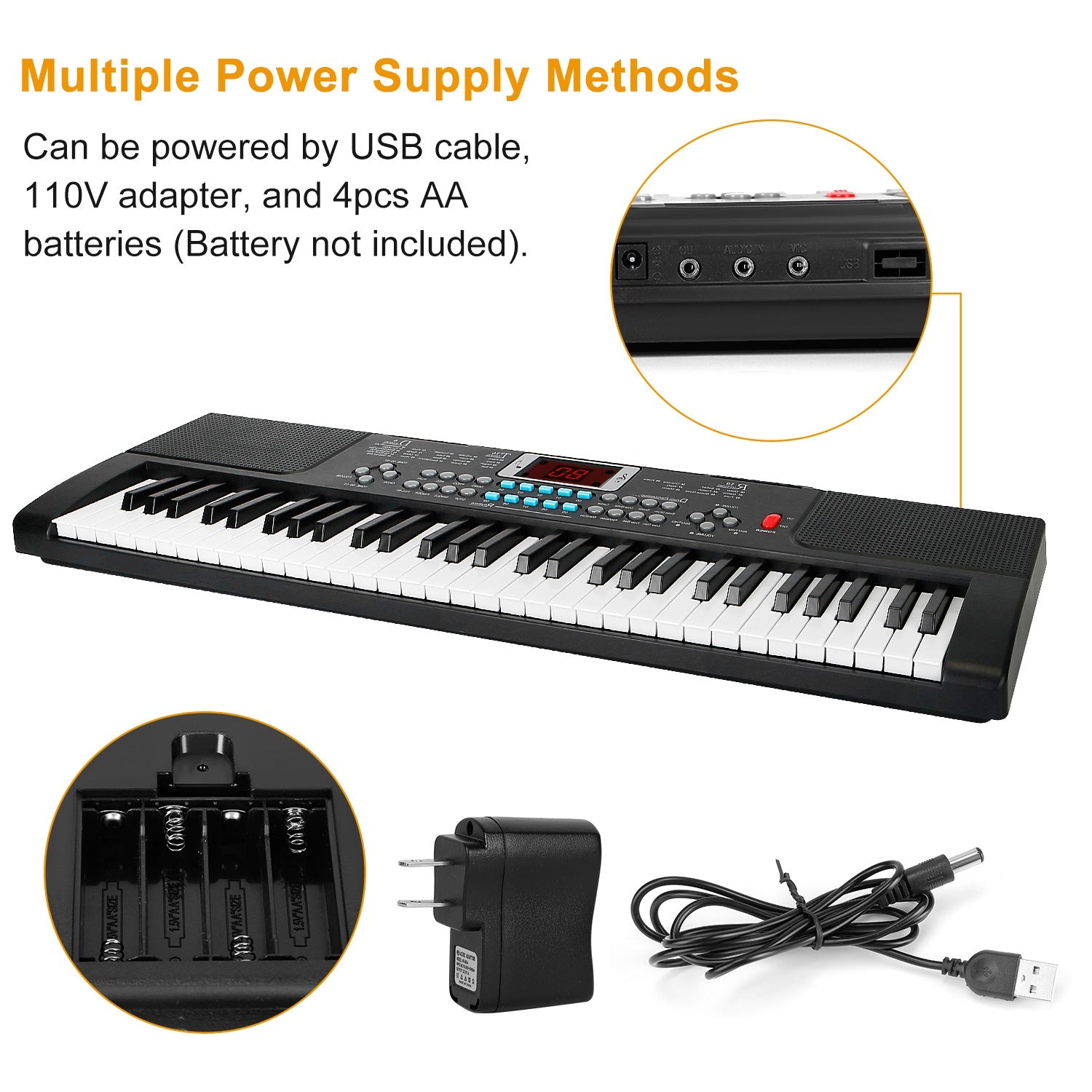 Nova Mart 61-key digital electronic keyboard with stand and microphone, ideal for kids and beginners learning to play piano.