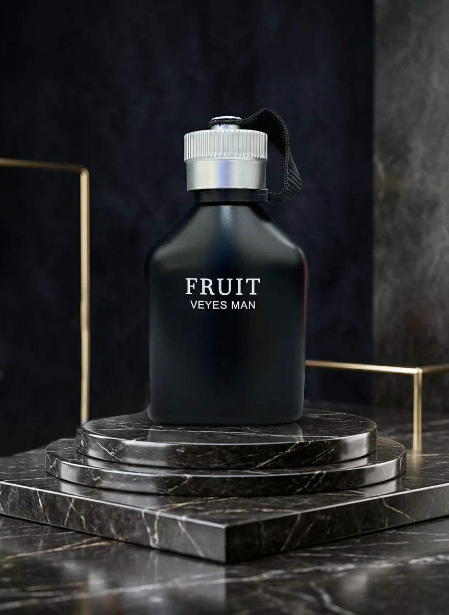 Veyes Fruit Man Eau de Parfum for men, 100ml bottle with a sleek design, fresh fruit-inspired fragrance.