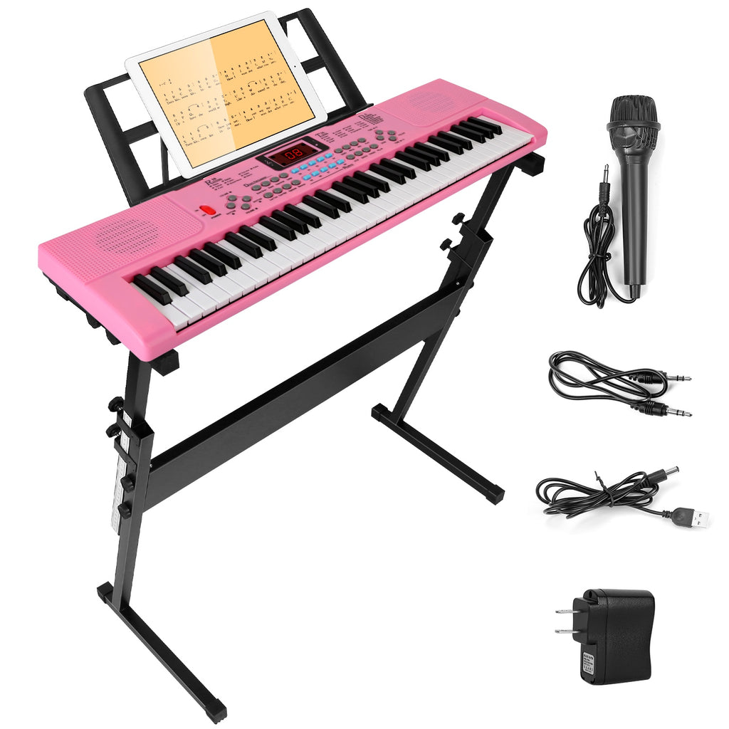 Nova Mart 61-key digital music electronic keyboard with stand and microphone, suitable for kids and beginners learning piano.