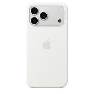 White smartphone with Apple logo on a white background