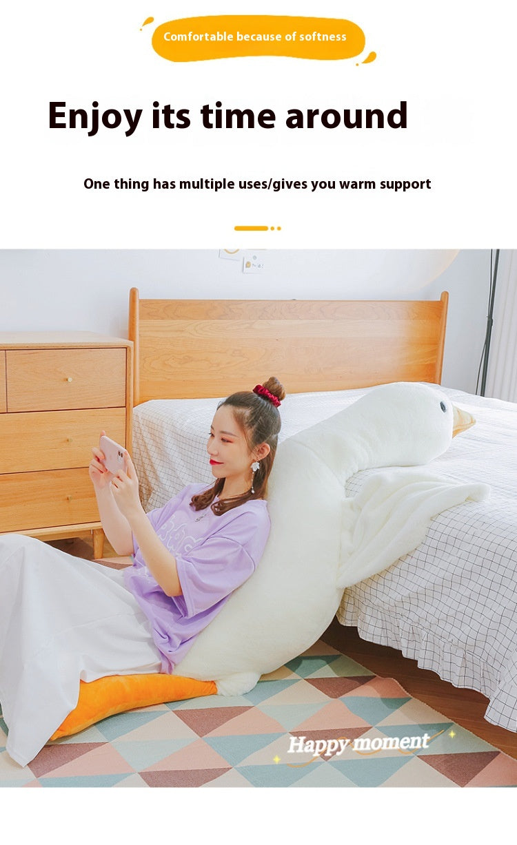 Cute white goose pillow plush toy from Nova Mart featuring soft fabric and detailed goose design for cozy decor or cuddling.