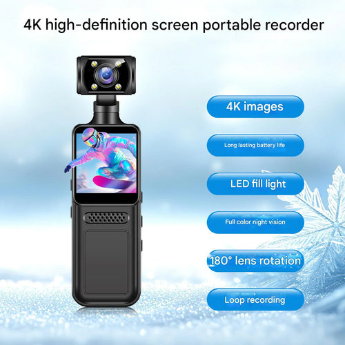 Nova Market 1080P HD mini handheld video recorder with 360° rotatable dual camera and gimbal stabilizer for smooth footage