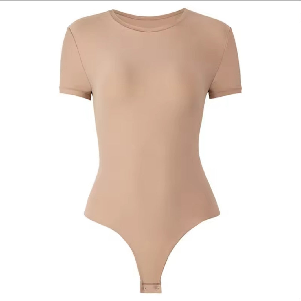 Beige bodysuit on a white background
