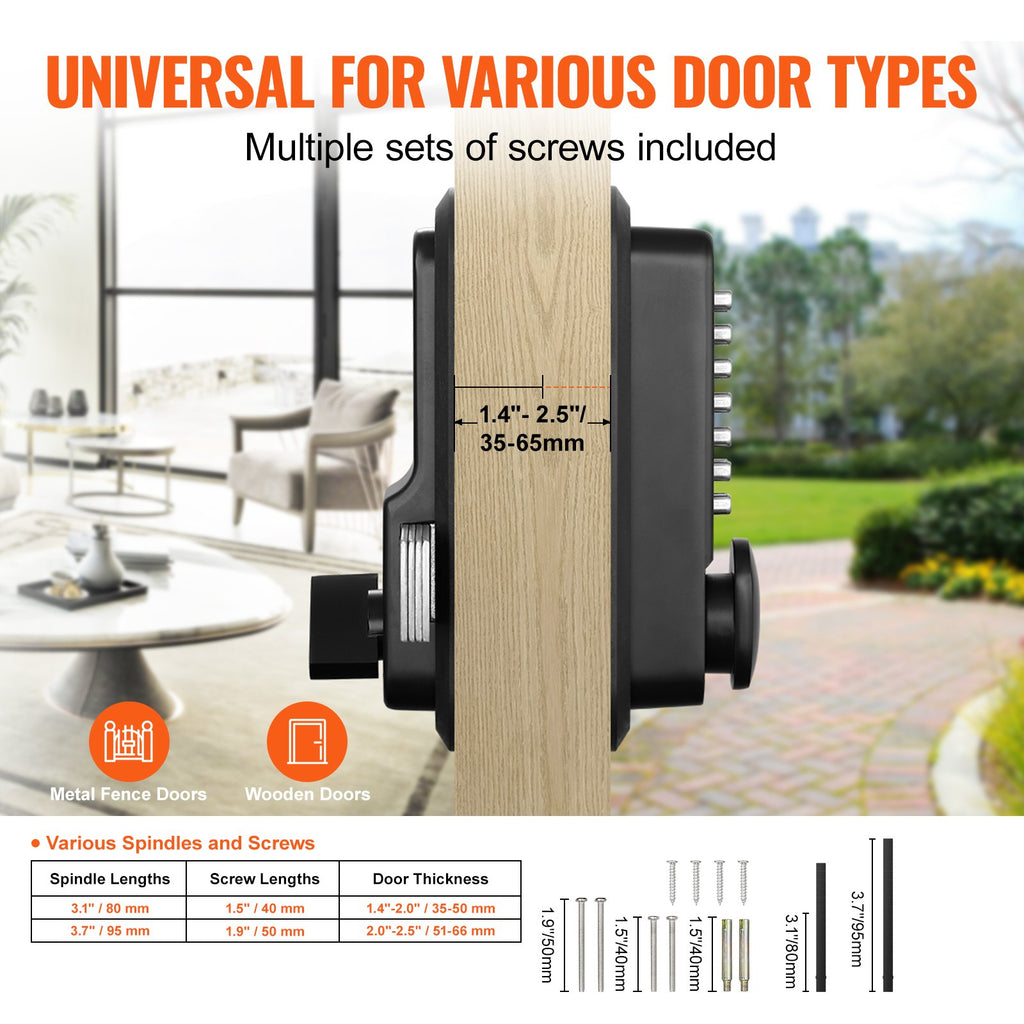 Door handle with measurement details and outdoor setting
