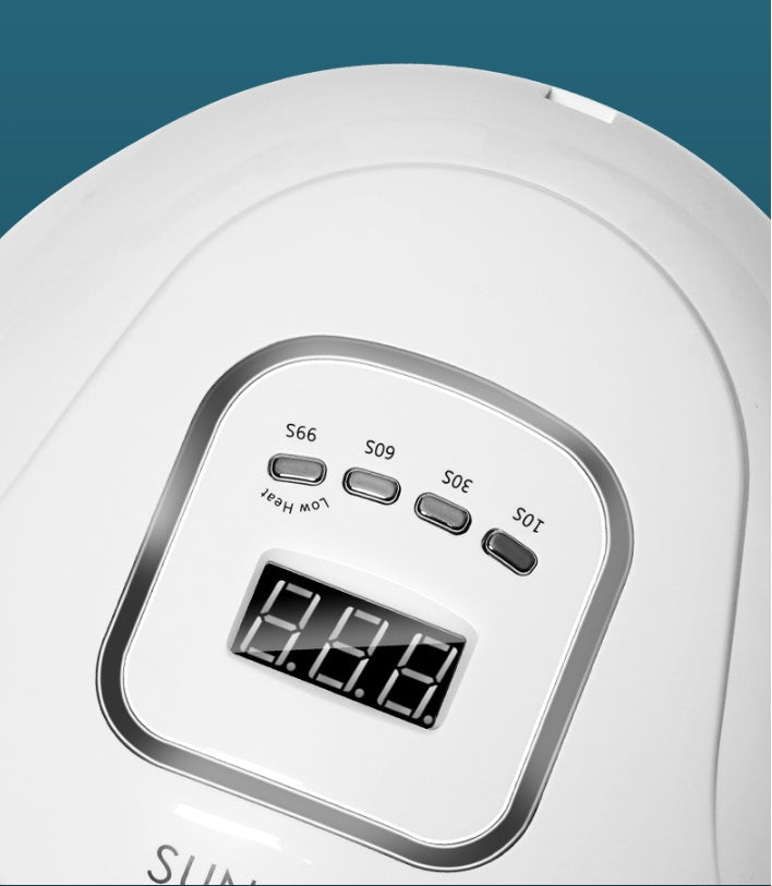 Digital display on a white appliance with buttons, featuring the brand 'SUN'.