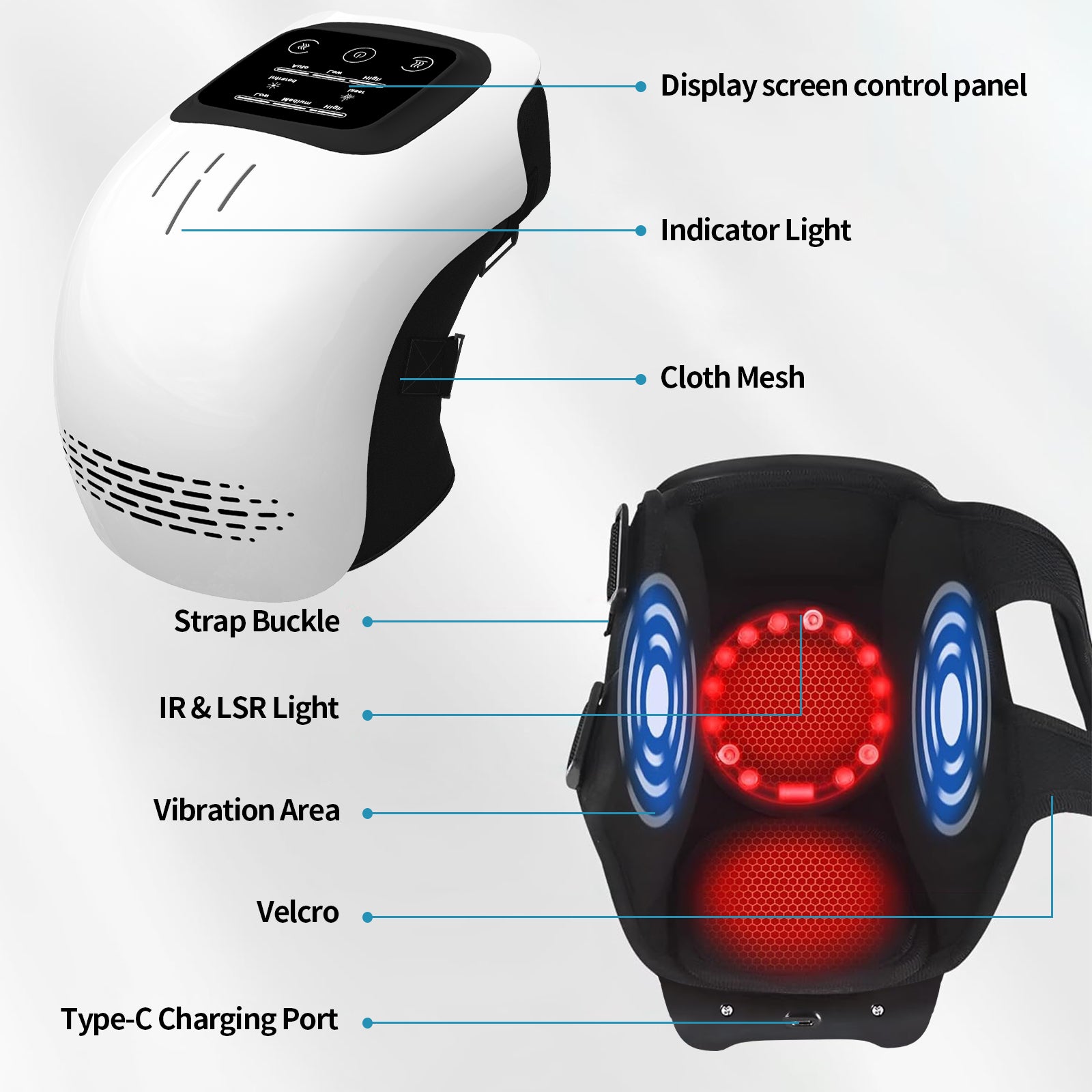 Infrared laser knee massager by Nova Mart showing a compact electric device designed for knee pain relief.