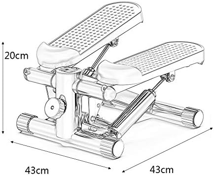 Stepper with dimensions labeled on a white background